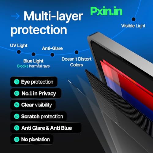 Image of PxIn 13.3 Inch (16:10) Laptop Eye Comfort Shield with Adv Privacy | Anti-Glare | No UV | Anti Blue | Touch Sensitive Laptop Privacy Filter