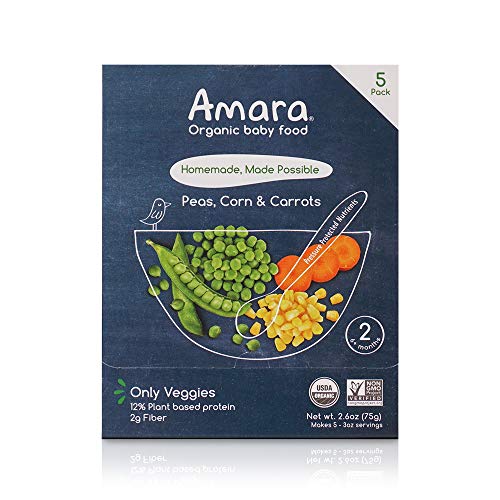 Amara Organic Baby Food - Stage 2 - Peas, Corn & Carrots - Baby Cereal ...