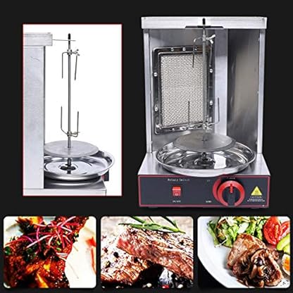 Dönergrill für Zuhause DSYOGX Gas Schaschlikgrill Dönerspieß Edelstahl Vertikaler Broiler BBQ Tischgrill Schaschlikspieße Grill, 295x295x490 mm(Gasleitung ist nicht enthalten) – Bild 5