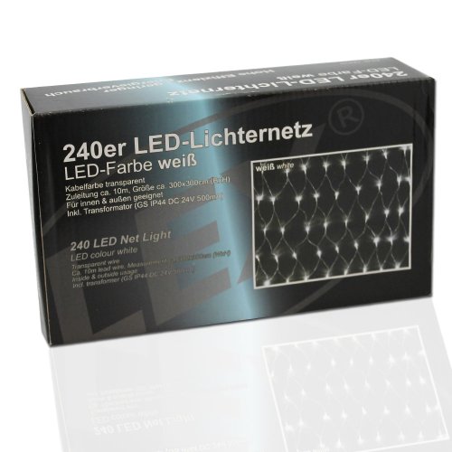 Preisvergleich Produktbild 240er LED Lichternetz 3x3m, weiss Kabel transparent