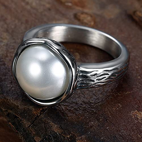 Jude Jewelers Stainless Steel Faux Pearl Solitaire Style Wedding Engagement Proposal Statement Anniversary Ring2