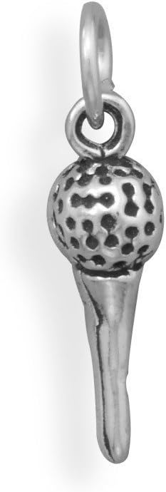 LND .925 Sterling Silver Golf Ball on Tee Charm