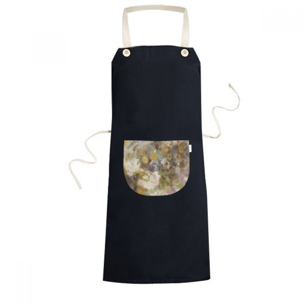 Tablier cuisine motif lotus xjj ajustable noir à poche pour hommes femmes
