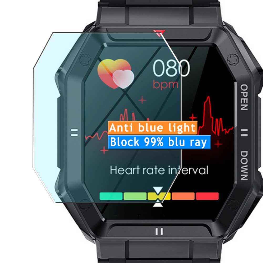 Vaxson 3-Pack Anti Blue Light Screen Protector, compatible with EIGIIS GUCABE K55 1.85" Smart Watch smartwatch, TPU Guard Film Protectors Sticker [NOT Tempered Glass]