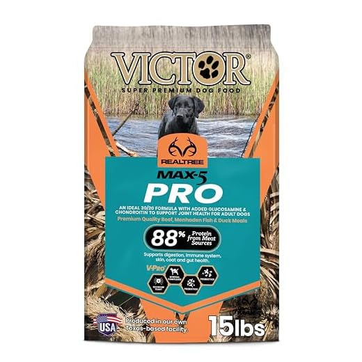 VICTOR Super Premium Dog Food – Realtree MAX-5 PRO High Protein Dry Kibble – Promotes Joint Health with Glucosamine – 30% Protein, Gluten Free for Active & Sporting Adult Dogs, 15lb