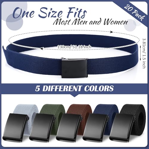 Image of Yahenda 20 Pcs Web Belt for Men Women Belt Adjustable Canvas girdle Golf Strap with Military Buckle Casual Web girdle