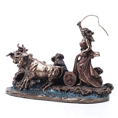 Estatua Gefjon Diosa Nórdica de Bronce 7.5 in miniatura 6