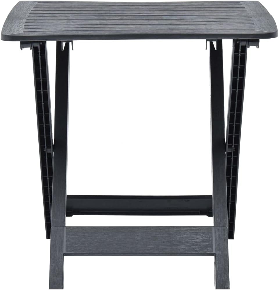 Garden Table Anthracite Plastic Compact Foldable Bistro Table Small Patio Side Outdoor Patio Table Square Lightweight Dining Table for Balcony or Terrace