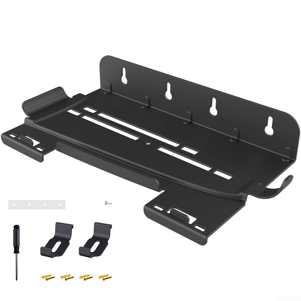 Staffa di montaggio a parete per PS5 Pro, organizer da parete in metallo, 248 x 135 x 52 mm, compatibile con PlayStation 5 Pro, supporto per controller e gancio per cuffie, Facile installazione(nero)