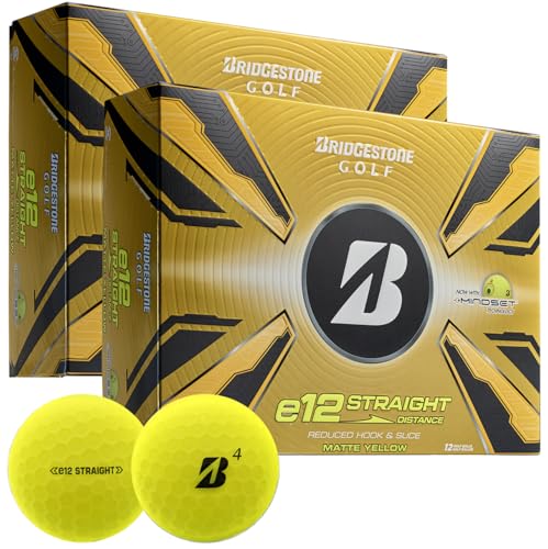 Balles de golf Bridgestone e12 Straight en double douzaine jaune mat
