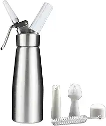 Sivaphe Dispensador manual de chantilly de alumínio 500 ml/1 litro para fazer sobremesas chiques caseiros gourmet chicote culinário - Compatível com carregadores de chantilly de 8 gramas (não