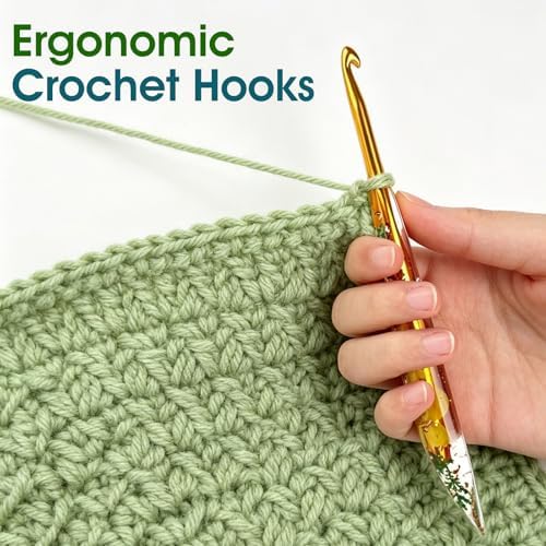 Crochet Hooks 6mm, Metal Crochet Needle Ergonomic with Floral Grip, Elegant Crocheting Supplies for Beginners, Unique Smooth Hook for Blankets Scarves Dolls Knitting Crocheting Yarn — view 2