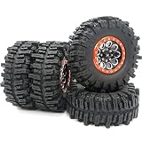 4pcs RC Crawler 2.2 Mud Slingers Tires Tyres OD 124mm & Aluminum 2.2 Beadlock Wheels Rims