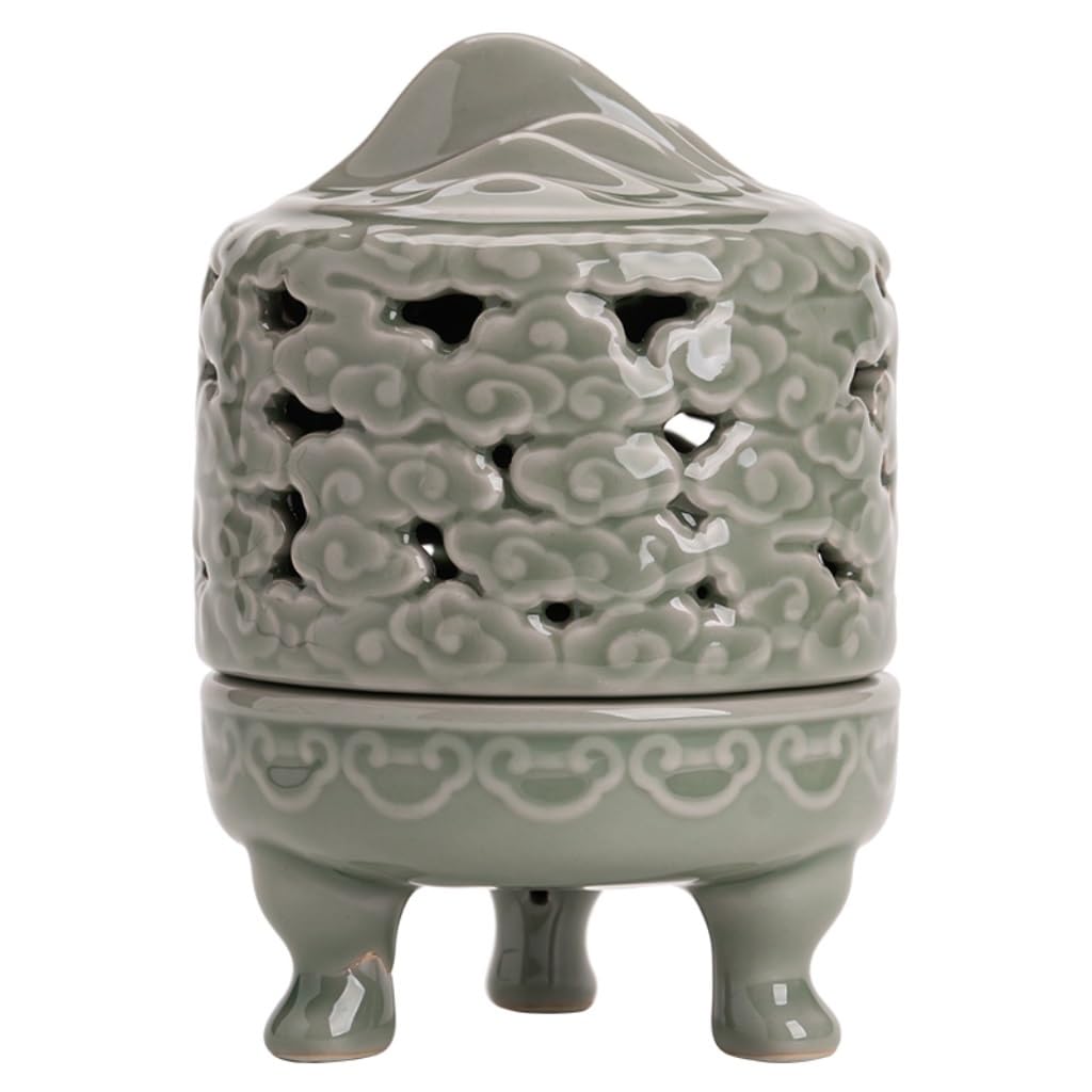 Basxdrfxz A Incense Holder Base Chinese Style Three-Legged Romatherapy Stove Ceramic Mosquito Coil Box Office Incense Burner