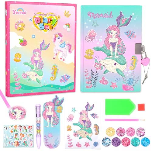 Image of YOYTOO Diamond Art Kit for Kids Age 6-8-9-10, Mermaid Notebook Diamond Painting Fun Arts Crafts Mermaid Toys Gift for Girls Ages 6-12 Year Old Birthday Christmas Gifts