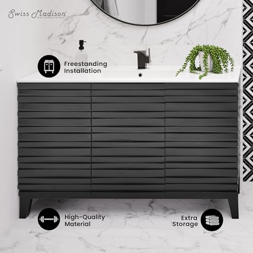 Image of Swiss Madison Cascade 48 inch Bathroom Vanity in Black