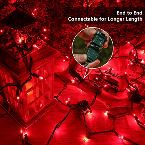 Image of BrizLabs Red Christmas String Lights, 69.6ft 300 Count Incandescent Christmas Lights, 120V UL Certified Connectable Mini Light String for Indoor Outdoor Xmas Tree Garden Patio Decor