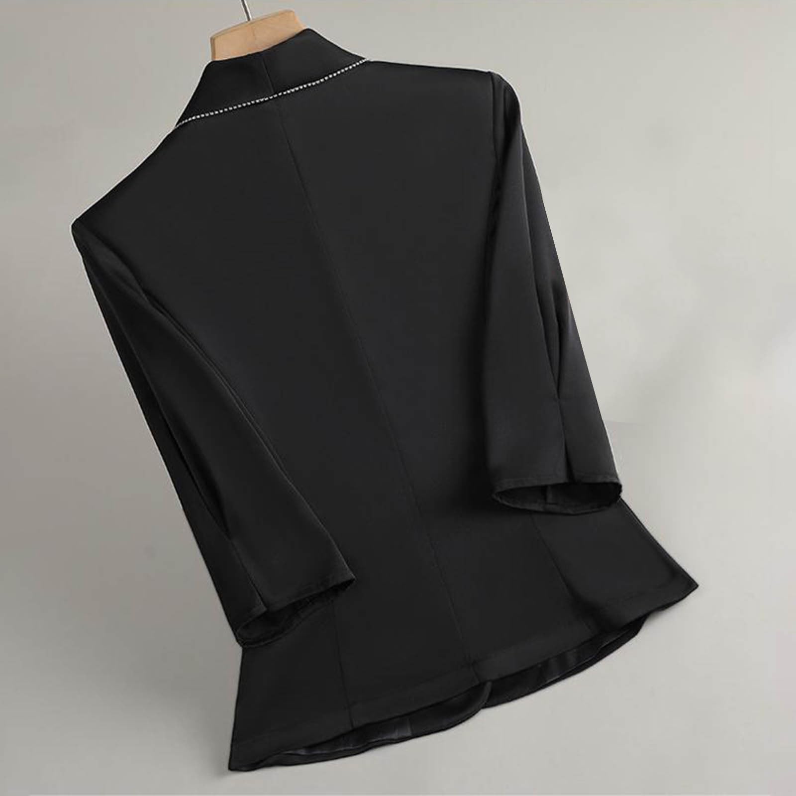Chaqueta elegante para mujer, con cuello abatible, elegante, con un botón, con bolsillos, para negocios, casual, ajustada, para mujer, oficina, trabajo, otoño
