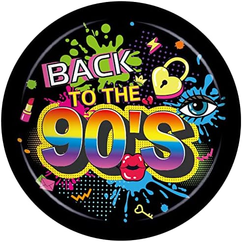 Miniatura 4 de Juego de vajilla de 93 piezas para fiesta de cumpleaños de los años 90, suministros de decoración de mesa de fiesta de hip hop, suministros de