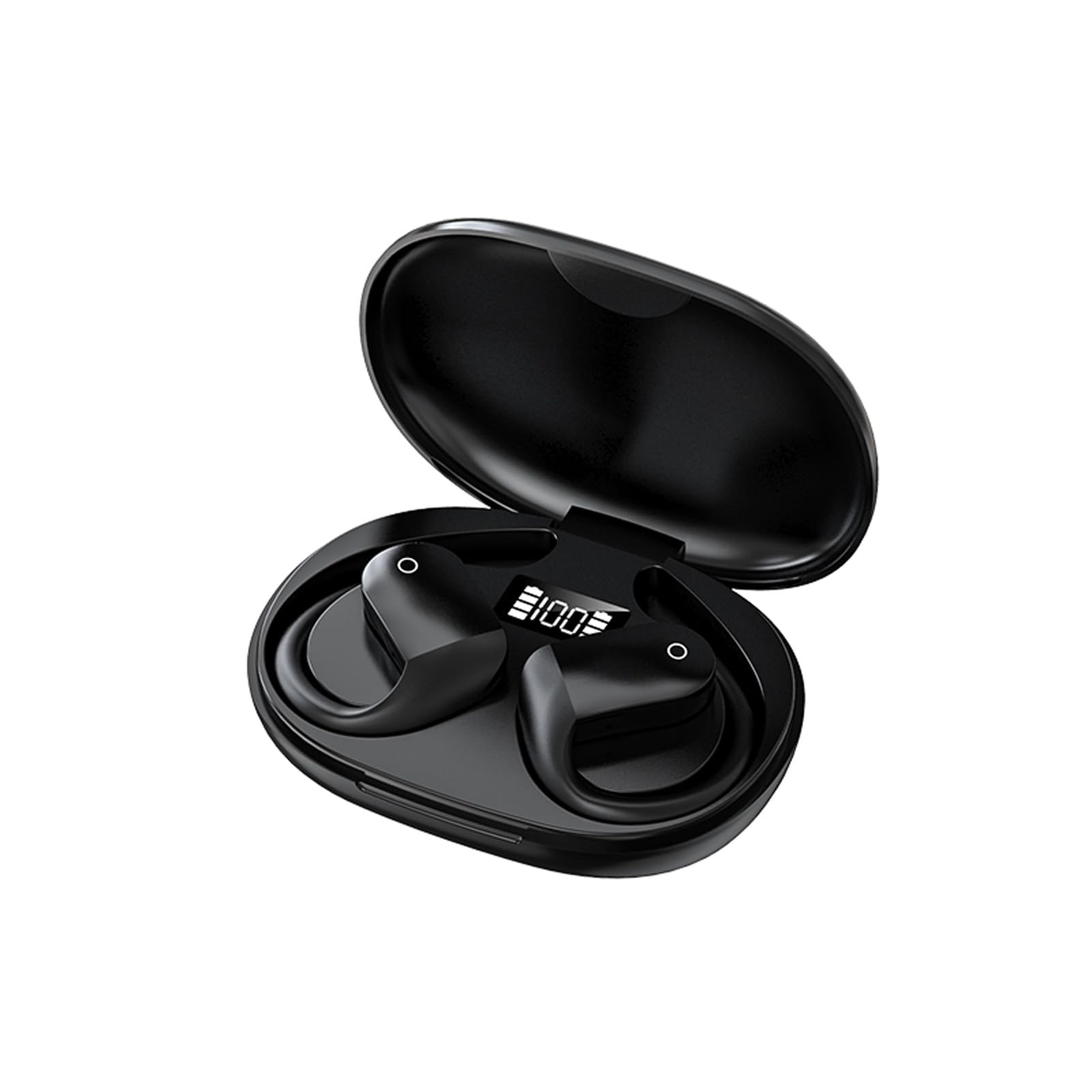 kabellose bluetooth-ohragen mit leuchtendem display und laufkrempel