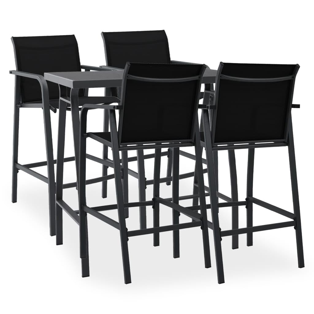 vidaXL Gartenbar Set 5-TLG. Theke Bar Tresen Gartentheke Bartisch Stehtisch Barhocker Barstuhl Gartenset Gartenmöbel Sitzgruppe Schwarz