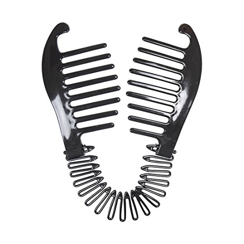 Flexible Interlocking Banana Clip Clincher Interlocking Two Sides Hair Comb - Black