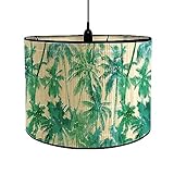 fansu paralume e27 vintage paralume in bambù stampa di piante verdi lampadario copertura lampada accessori luce sostituibile lampada tavolo lampada comodino paralume a tamburo (albero di cocco)