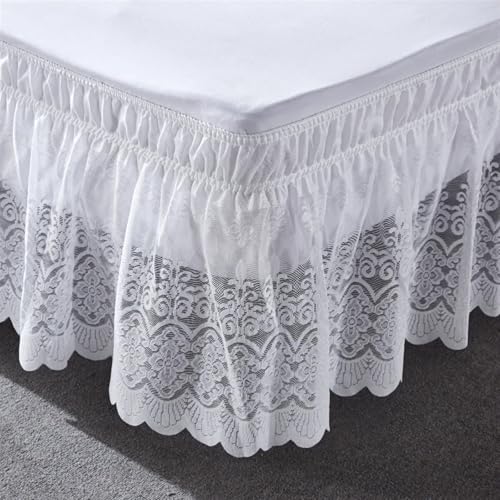 Falda de cama de encaje con volantes blancos jacquard CK 3