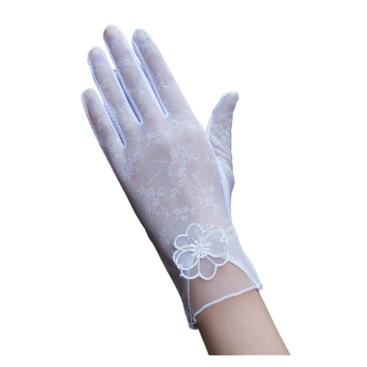 Guantes de seda de hielo mujer cortos antiquemaduras solares con encaje