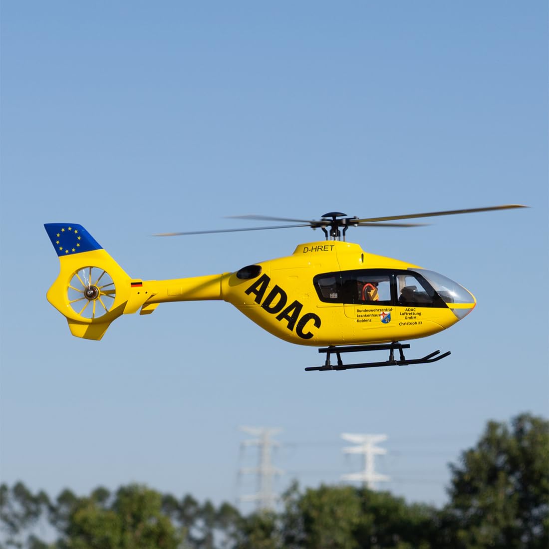 ROBAN EC135 RC Hubschrauber für Erwachsene, 450er-Klasse 2,4 GHz 6 Kanäle realistisches RC Flugzeug mit Vier Rotoren und GPS-Ortung, Steuerung für Links- und Rechtshänder (RTF)