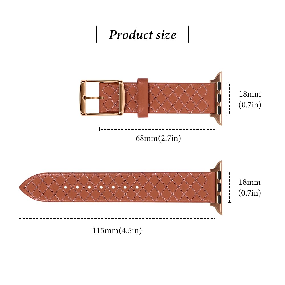 Coholl Leather Strap Compatible with Apple Watch Band 38/40/41/42/44/45/49mm - Image 4
