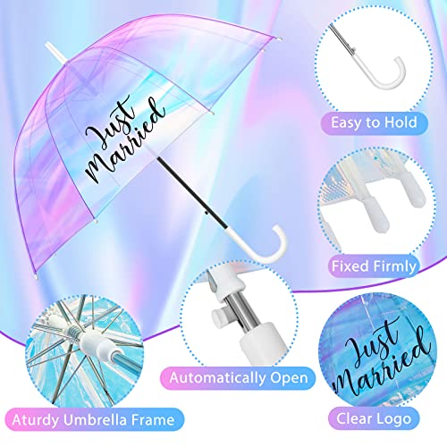 4 Pcs Clear Umbrella Wedding Just Married Decorations Clear Bubble Umbrellas For Rain Love Is In The Air Stick Dome Umbrellas For Bridal Shower Men Women Wedding Decoration Photo Props(Novelty Style) #TOP2