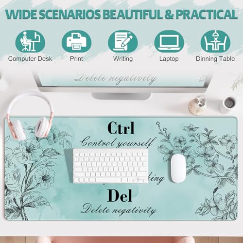Tapis de bureau pour clavier et souris grand format antidérapant avec bords cousus