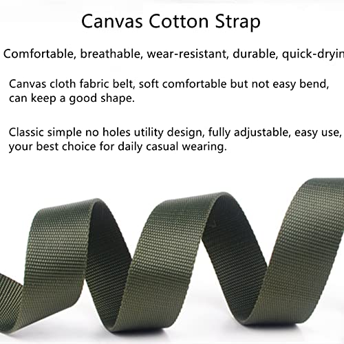 Mens & Womens Canvas Belt Black D-ring Plus Size Web Fabric Casual Belts 3.8cm Wide, 2 Pcs4