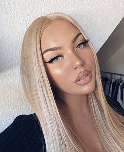WIGODDESS Ivory Color Lace Front Wig, Kanekalon Futura Hair No-Tangle Natural Hairline 6×13 Deep Big Lace Freedom Part Ivory Color Straight hair Synthetic Lace Front Wigs For Women