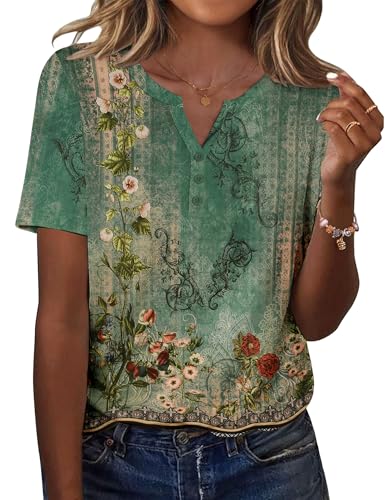 Zeagoo Tops for Women Trendy 2025 Summer Outfits Casual Short Sle...