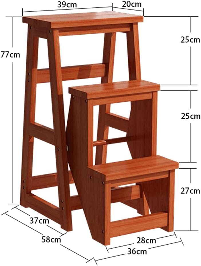 Taburete de escalera multifuncional moderno OKUOKA plegable de madera con carga de 150 kg 8