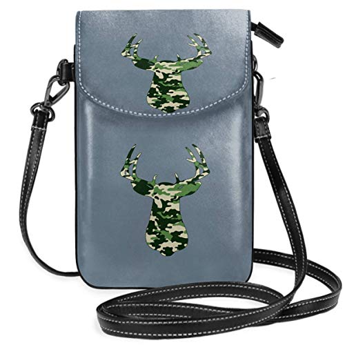 Preisvergleich Produktbild Camouflage Deer Small Crossbody Handy Geldbörse Tasche Smartphone Geldbörse Geldbörse mit abnehmbarem Gurt