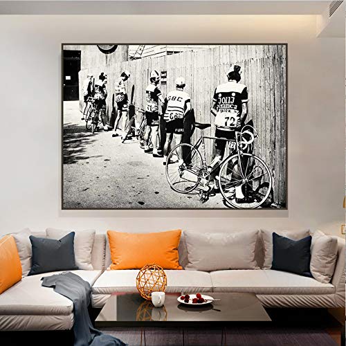Décoration murale cyclisme vintage noir et blanc pour cadre A3 - 3