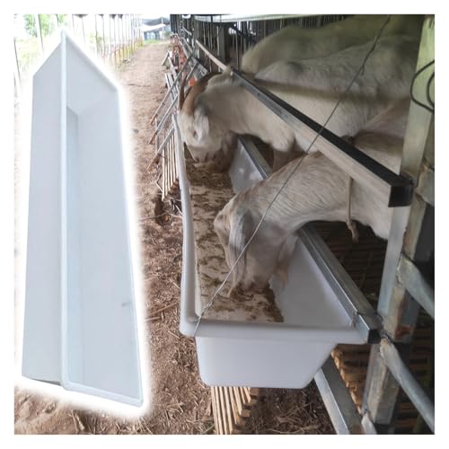 Mangiatoia per bestiame, mangiatoia in plastica per bestiame e capra, bianca, di grande capacità, per famiglie, fattorie, cortili, pecore, granai, facile da pulire, scatola per l'alimentazione del