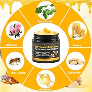 Lustrchron 2PCS Bee Venom Skin Cream, Natural Ingredients Non-Irritating Bee Venom Cream, Wrinkle Lift & Firming, Reduces Blemishes, For Face & Full Body, 2 * 60g