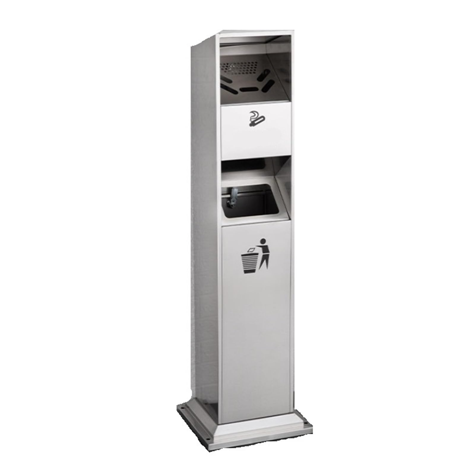 Outdoor Outdoor Ash Tray Standing Garbage Can Ashtray Cigarette Bin Outside Patio Trash Can(Silver)