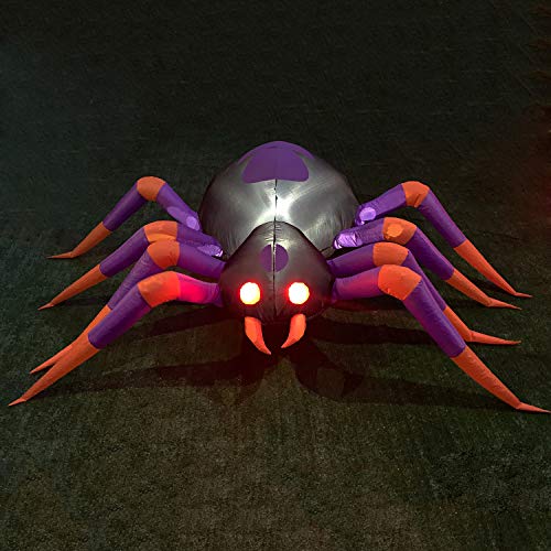 SEASONBLOW 8 Ft LED Light Halloween Inflatable Spider Red Eye Decoration Airblown Decor for Home Yard Lawn Garden Home Party Indoor Outdoor