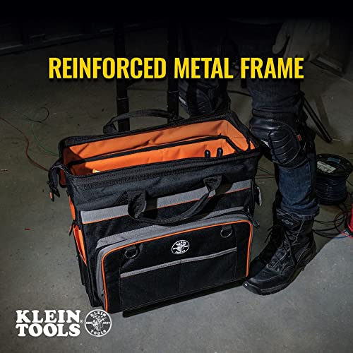 Klein Tools 55452Rtb Tool Bag, Water Resistant Tool Storage Organizer Rolls On Rugged 6-Inch Wheels, 24 Pockets, Load Tested To 200-Pound #TOP5