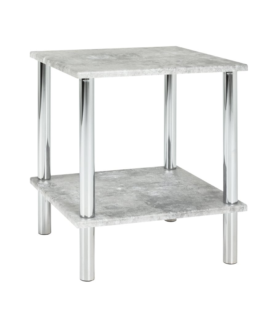 HAKU Tavolino effetto cemento cromato in MDF con struttura in metallo - Dimensioni: L 39 x A 47 x P 39 cm Stile: Moderno