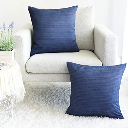 Image of The White Petals Dark Blue Throw Pillow Covers for Sofa, Couch & Bed (20x20 inch, Pack of 2)