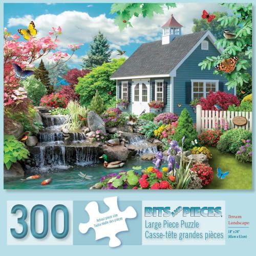 Image of Bits and Pieces - 300 Large Piece Jigsaw Puzzle for Adults - Dream Landscape - 300 pc Spring Scene Jigsaw by Artist Alan Giana