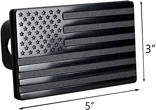 Mull Usa Black Metal Flag Trailer Hitch Cover Fits 2" Receivers (With Anti-Rattle Pin Bolt) #TOP1