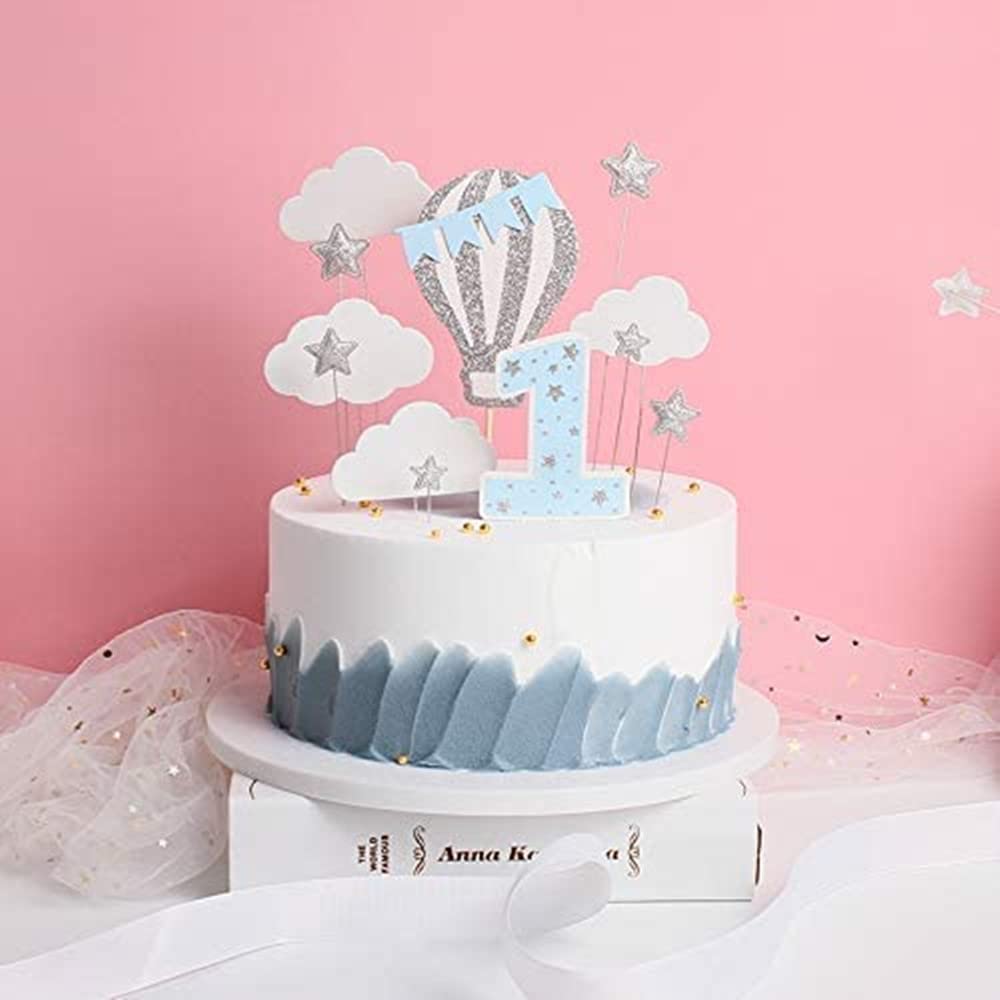 Décoration Gâteau Anniversaire Décoration De Gâteau Plug-in De Décoration De Gâteau De Fête D'anniversaire Nuage Ballon à Air Chaud Tricolore