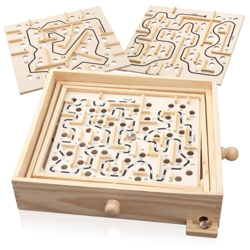 Juego de Mesa Laberinto de Madera con 3 Tableros Intercambiables miniatura 1